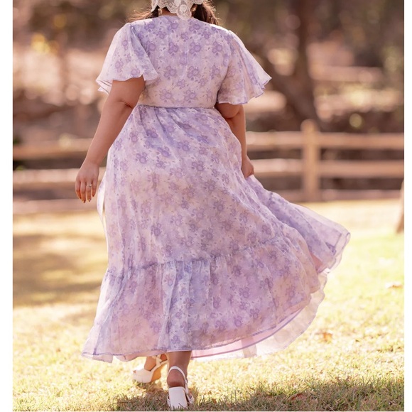 JessaKae Lavender Haze floral print grand gown sundress wrapped dress Gracie L - Picture 8 of 17
